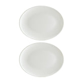 Bonna China Loop 9.75" x 7.5" x h:1" Oval Warm White Porcelain Platter (Set of 2)
